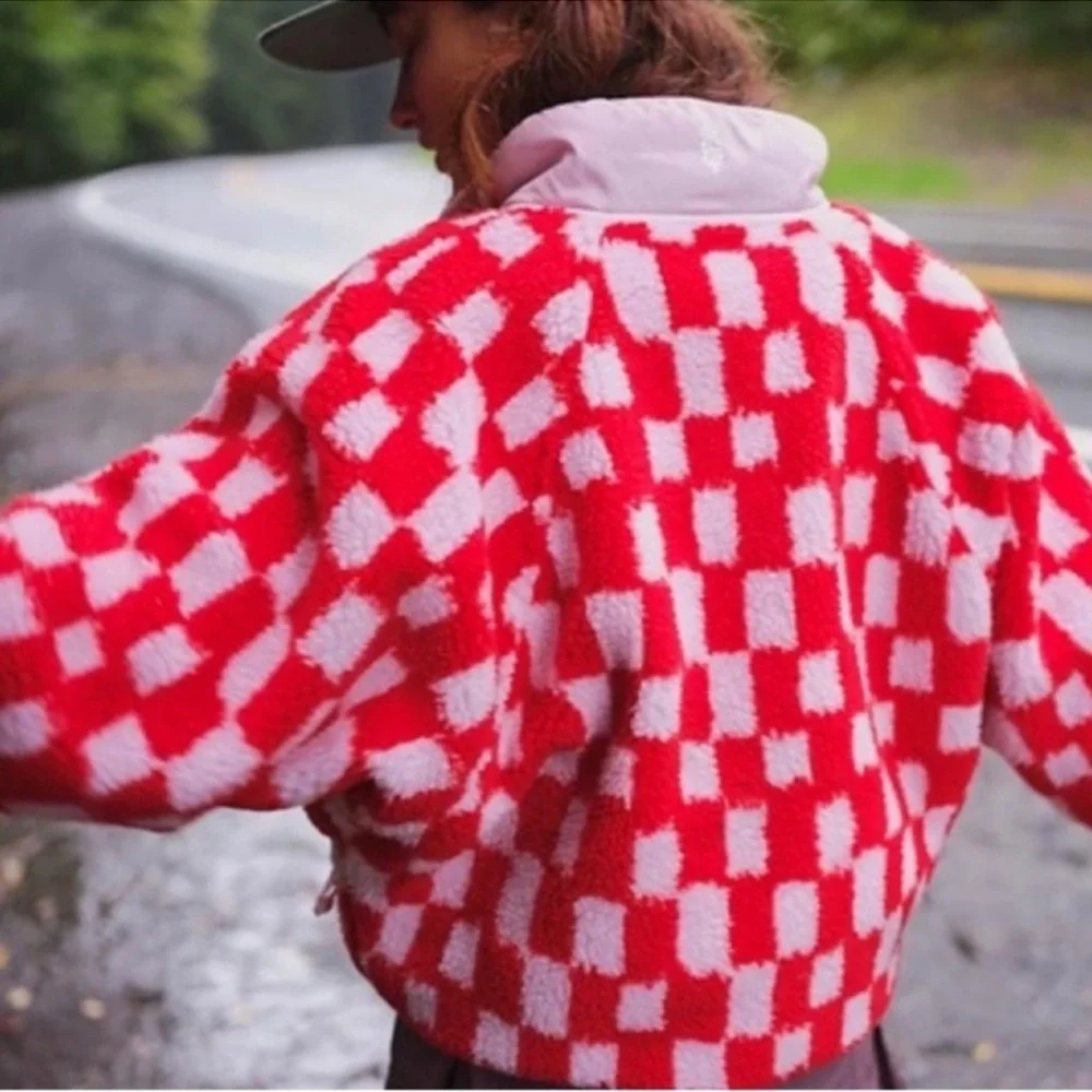 RARE Free People Movement | Hit The Slopes Checkered Fleece Pullover | Medium - Picture 4 of 13